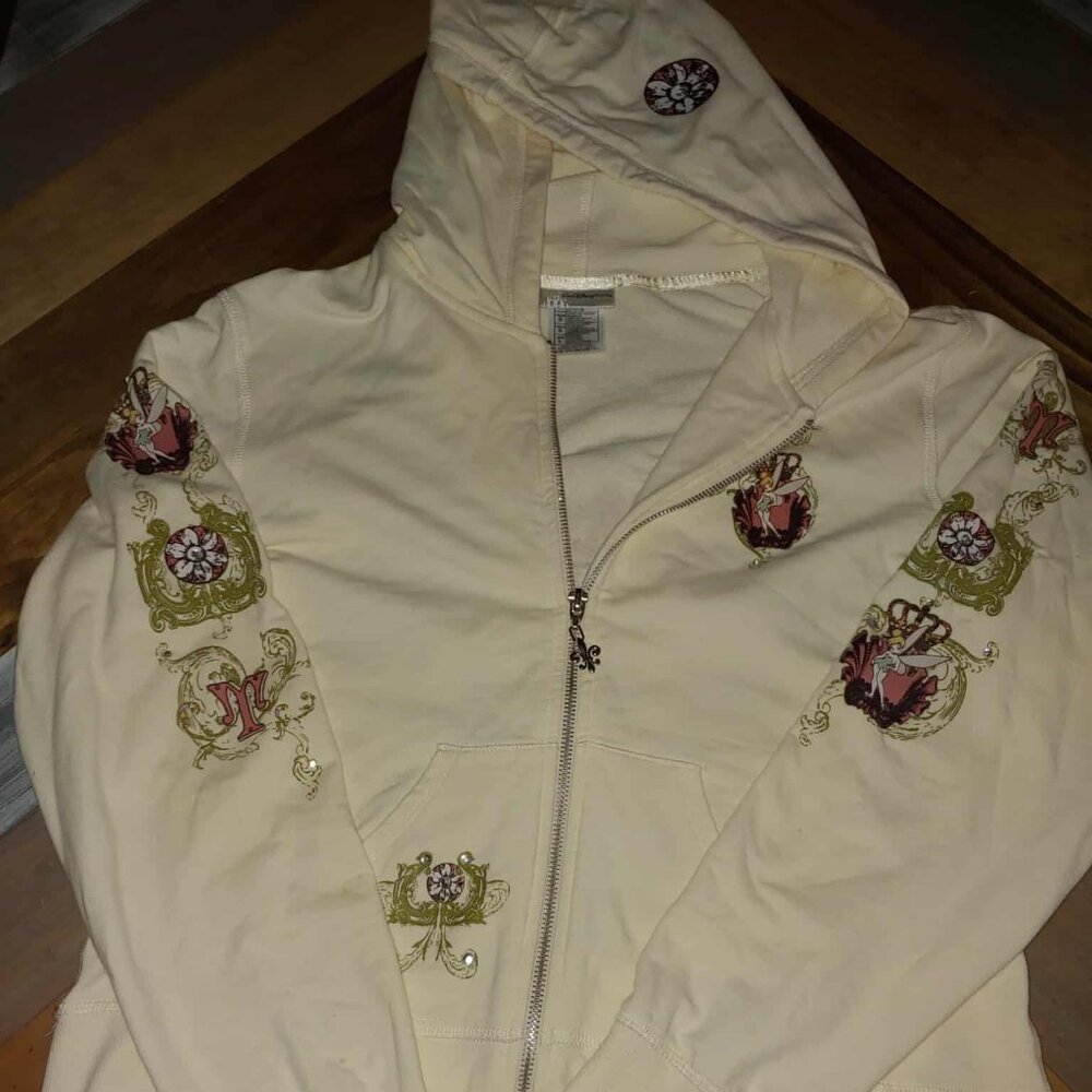 Cream Zip-Up Hoodie with Ornate Crest – Walt Disney World